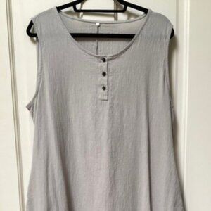 Unbranded Gray Cotton Maxi Dress With Pockets, Size XL
